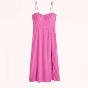 Pink Abercrombie Camille Midi Dress